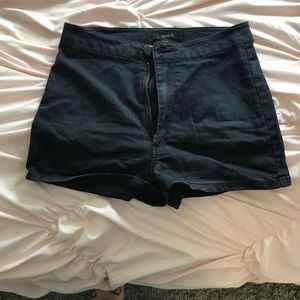 black high wasted denim shorts